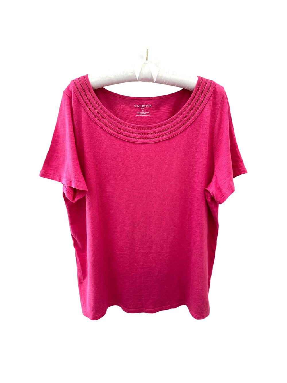 TALBOTS | Plus Size Pink Scoop Neck Short Sleeve Cotton Modal Knit Top | 1X